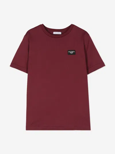 Dolce & Gabbana Boys Logo Label T-shirt In Red