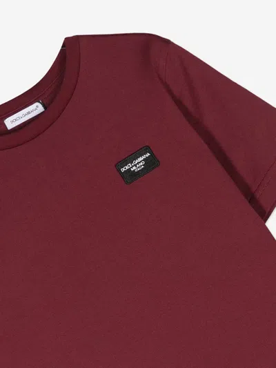 Dolce & Gabbana Boys Logo Label T-shirt In Red