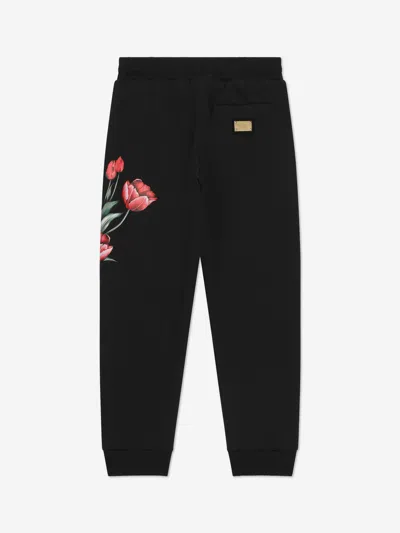 Dolce & Gabbana Girls Embroidered Tulip Joggers In Blue