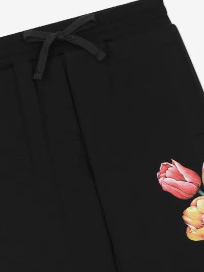 Dolce & Gabbana Girls Embroidered Tulip Joggers In Blue