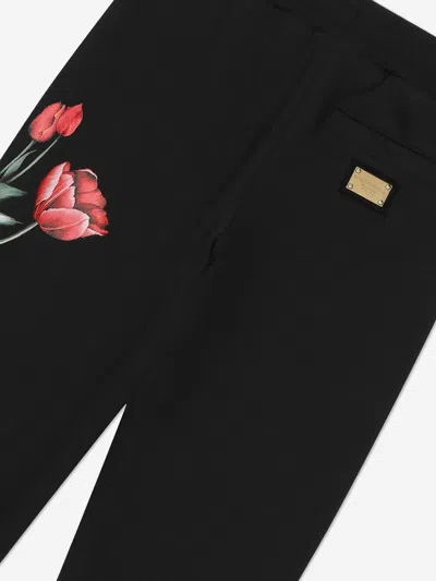 Dolce & Gabbana Girls Embroidered Tulip Joggers In Blue