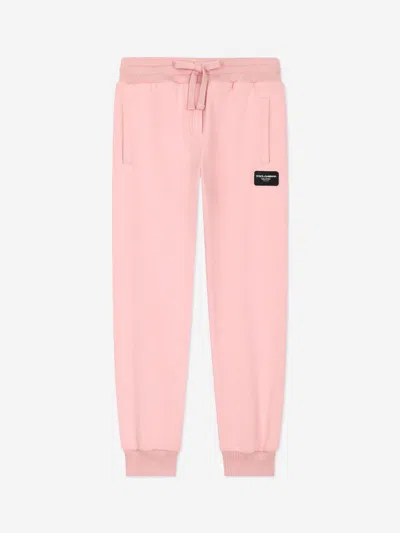 Dolce & Gabbana Girls Logo Joggers In Pink
