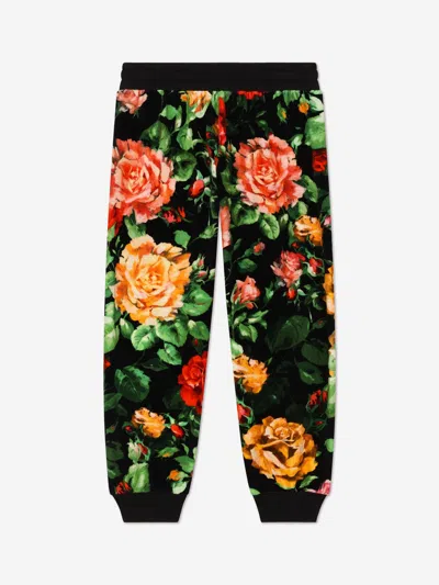 Dolce & Gabbana Girls Rose Print Joggers In Multicoloured