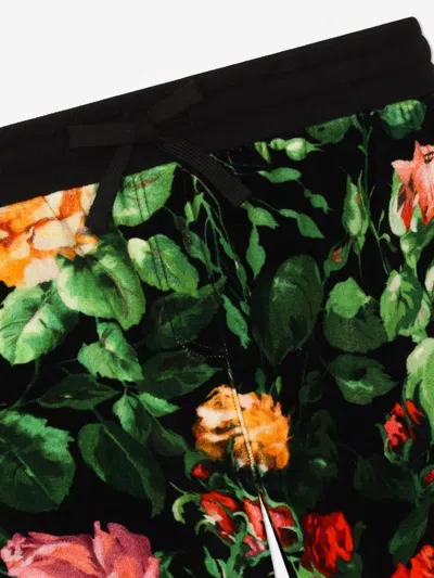 Dolce & Gabbana Girls Rose Print Joggers In Multicoloured