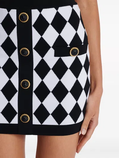 Balmain Diamond-intarsia Knitted Miniskirt