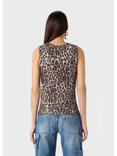 Blumarine Sleeveless V Neck Animal Print Knitwear In Animal Print