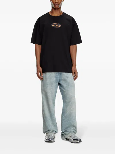 Diesel 't-boxt-od' Black Crewneck T-shirt With D Logo On The Front