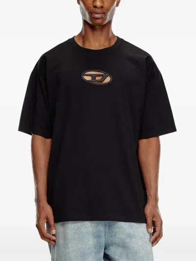 Diesel 't-boxt-od' Black Crewneck T-shirt With D Logo On The Front