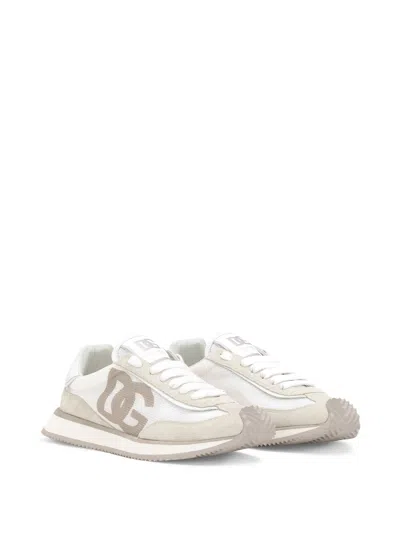 Dolce & Gabbana 'aria' Pink Running Sneakers With Logo Detail In Suede And Tech Fabric Woman