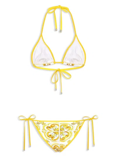 Shop Dolce & Gabbana Maiolica Print Bikini Set