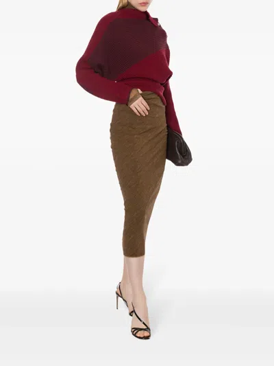 Philosophy Di Lorenzo Serafini Printed Stretch Tulle Pencil Skirt In Brown