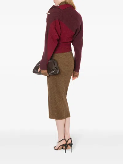 Philosophy Di Lorenzo Serafini Printed Stretch Tulle Pencil Skirt In Brown