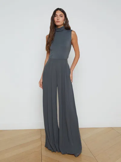 L'agence Ceci Sleeveless Turtleneck Top In Dark Shadow In Dark Shadow