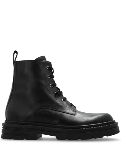Versace Chunky Sole Ankle-high Boots With Round Toe In Black