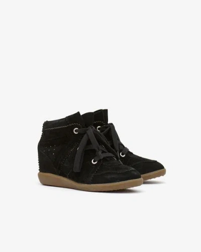 Isabel Marant Bobby Suede Wedge Sneakers In Black