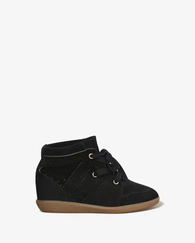 Isabel Marant Bobby Suede Wedge Sneakers In Black