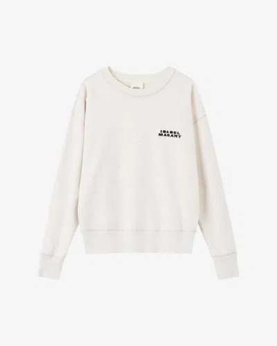 Isabel Marant Beige Cropped Sweatshirt With Contrasting Logo Embroidery In Cotton Blend Woman In Neutral