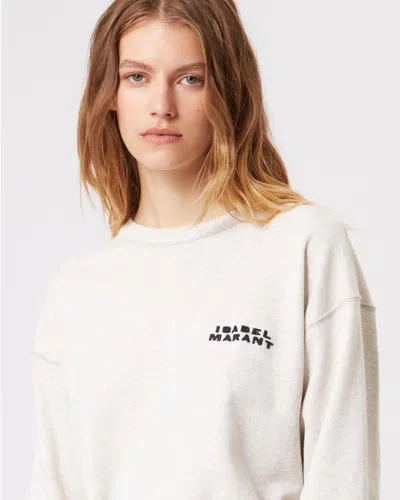 Isabel Marant Beige Cropped Sweatshirt With Contrasting Logo Embroidery In Cotton Blend Woman In Neutral
