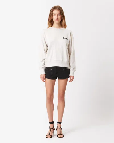 Isabel Marant Beige Cropped Sweatshirt With Contrasting Logo Embroidery In Cotton Blend Woman In Neutral