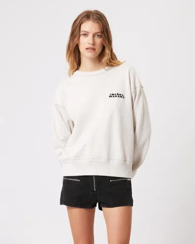 Isabel Marant Beige Cropped Sweatshirt With Contrasting Logo Embroidery In Cotton Blend Woman In Neutral