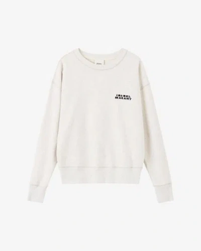 Isabel Marant Beige Cropped Sweatshirt With Contrasting Logo Embroidery In Cotton Blend Woman In Neutral