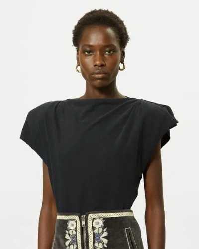 Isabel Marant Sebani Asymmetric Cotton-jersey T-shirt In Black
