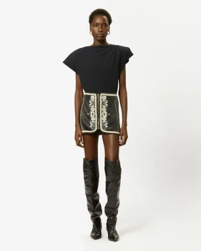 Isabel Marant Sebani Asymmetric Cotton-jersey T-shirt In Black