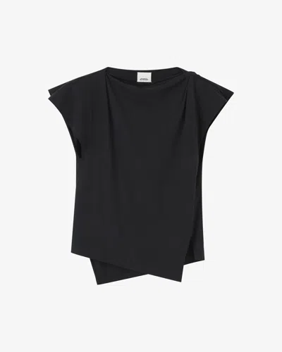 Isabel Marant Sebani Asymmetric Cotton-jersey T-shirt In Black
