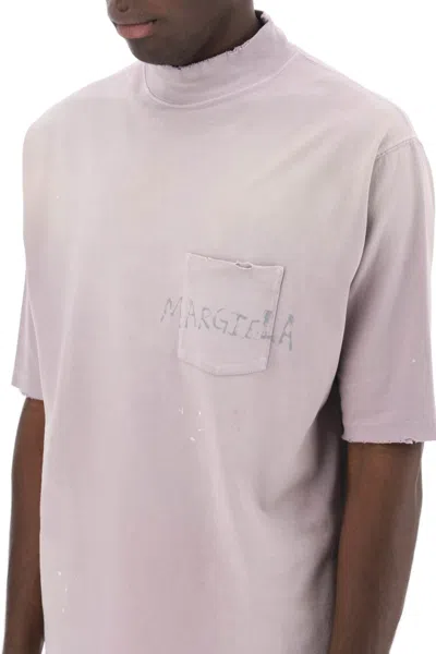 Shop Maison Margiela Handwritten Logo T-shirt With Written Text Men In Purple