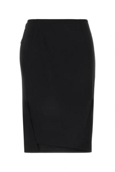 Versace Black Asymmetric Pencil Skirt In Black