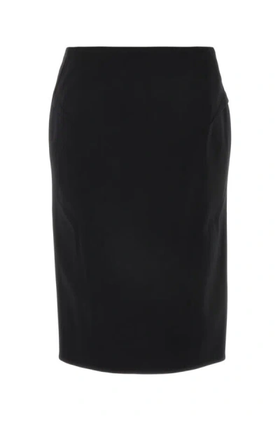Versace Black Asymmetric Pencil Skirt In Black
