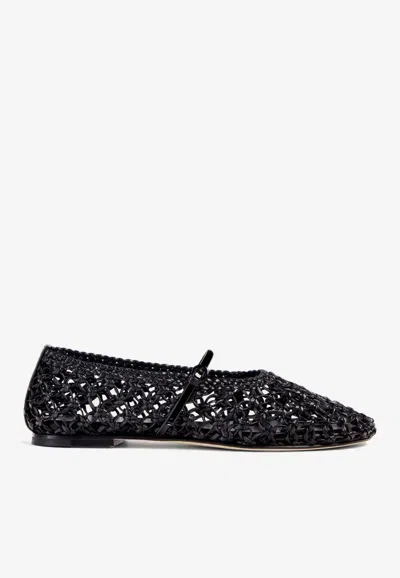 Shop Dear Frances Balla Woven Ballet Flats In Nappa Leather In Black