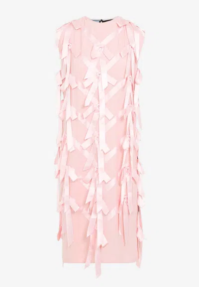 Prada Pink Sabl Embroidered Dress In Pink