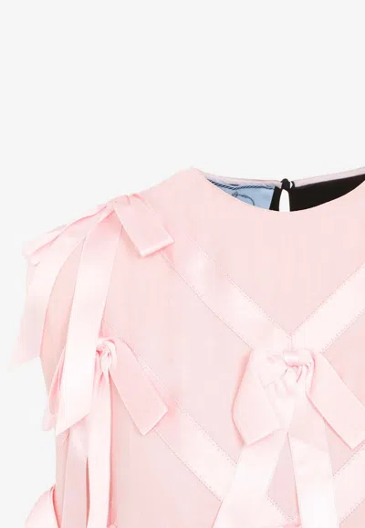 Prada Pink Sabl Embroidered Dress In Pink