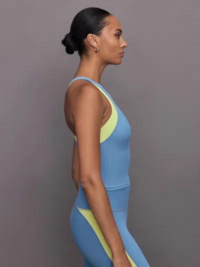 Carbon38 Colorblock High Neck Tank In Coronet Blue,charlock
