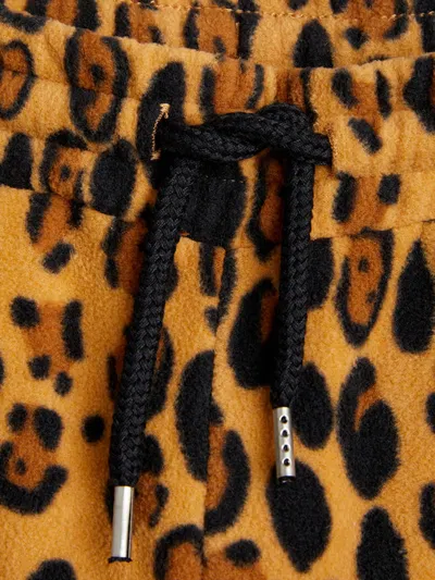 Mini Rodini Girls Leopard Joggers In Brown
