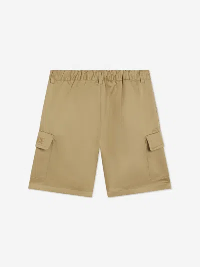 Versace Logo-embroidered Cotton Shorts In Beige