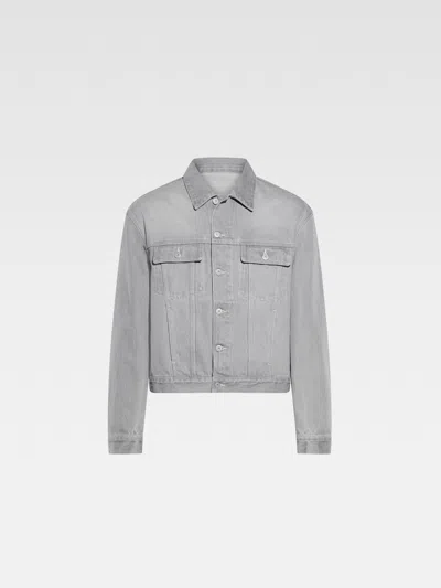 Jacquemus La Veste Brand-patch Regular-fit Denim Jacket In Grey/off-white