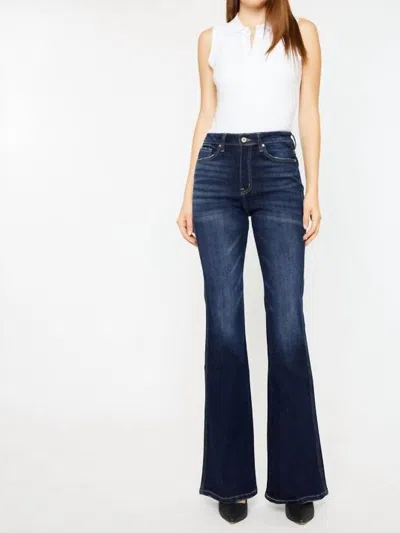 Kancan Laura Flare Jeans In Dark Stone Wash In Blue