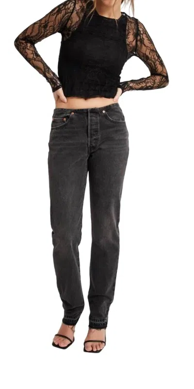 Levi's 501 Mini Waist Jeans In Black Dest In Multi