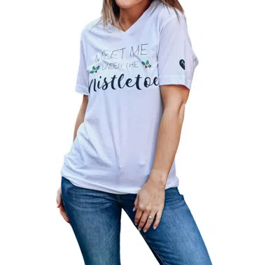 The Addyson Nicole Company Meet Me Under The Mistletoe Short Sleeve Tee In White In White