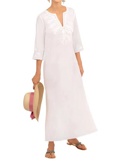 Gretchen Scott Embroidered Reef Caftan Dress In White In White