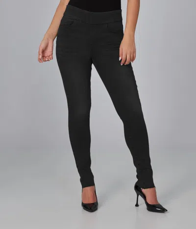 Lola Jeans Anna High Rise Skinny Pull On Jeans In Night Black In Black