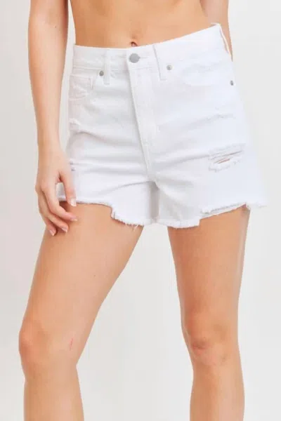 Jbd High Rise Distressed Denim Short In White In White