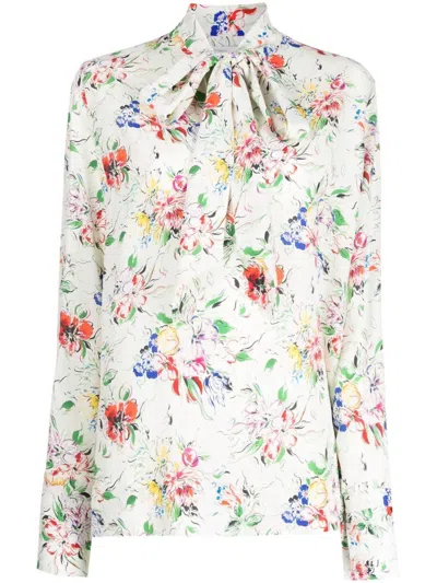 Rosetta Getty Scarf Hem Blouse In Floral Garden In Multi