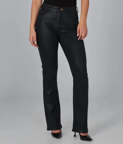 Lola Jeans Billie High Rise Bootcut Jeans In Coated Black In Multi
