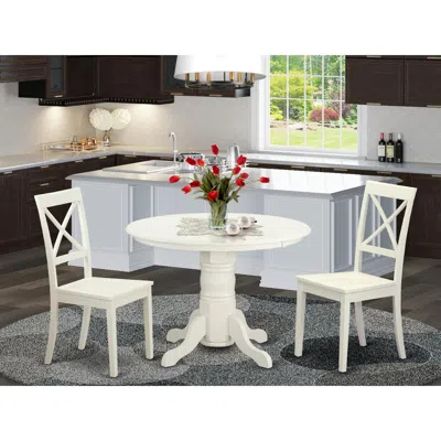 East West Furniture 3 Pc Dining Room Set-kitchen Dinette Table And 2 Dining Chairs