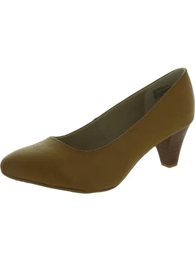 Rialto Stanford Womens Faux Leather Slip On Block Heels In Green