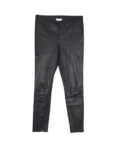 Helmut Lang Skinny Biker Jeans In Black Leather In Black
