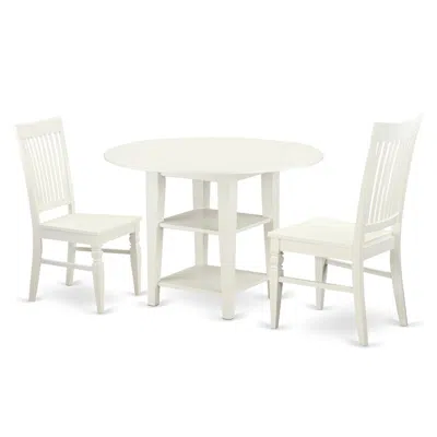 East West Furniture Dining Room Set Linen White, Suwe3-lwh-w